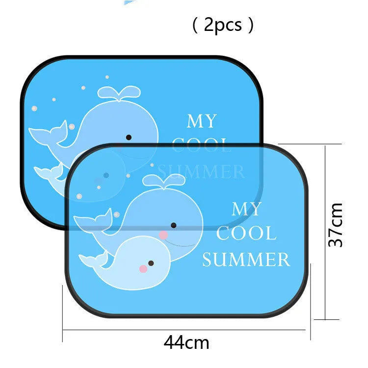 Electrostatic car sunshade pair for side windows in animal design
