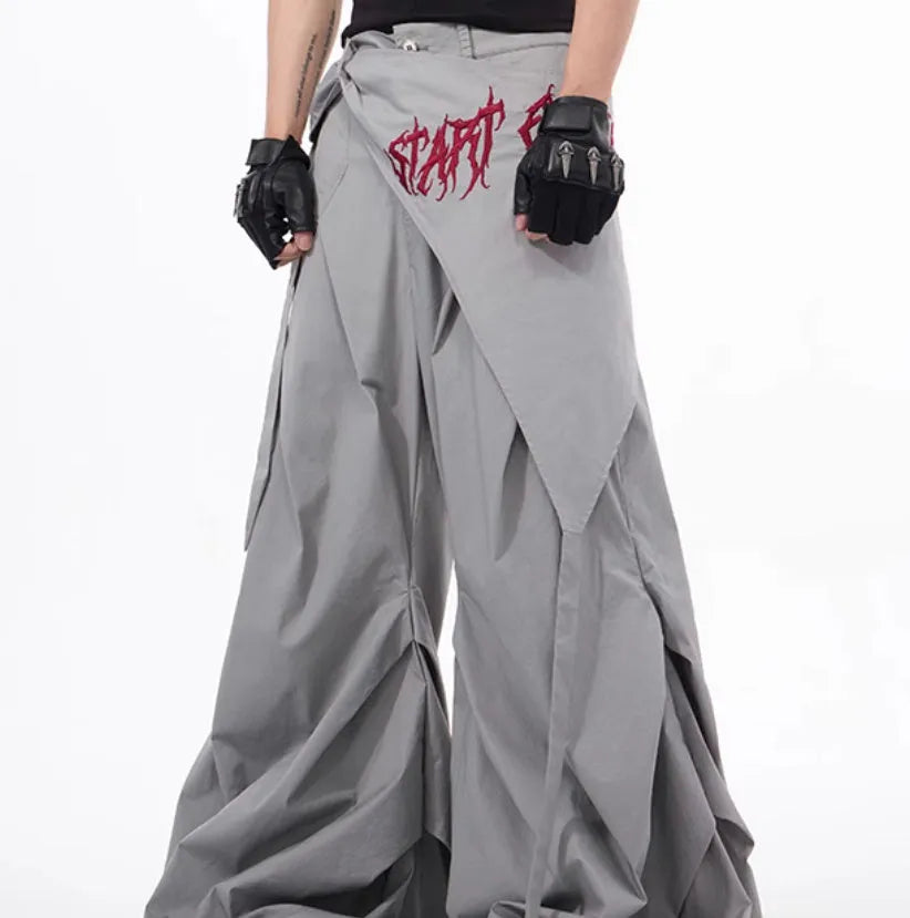 Korean style boys wide-leg summer pants in black or grey solid colours