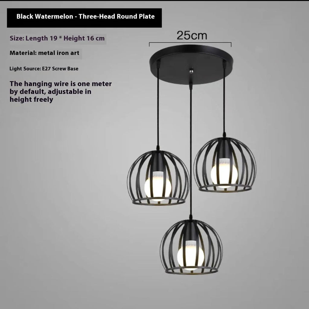 Iron droplight vintage three head assembled lamp for bar counter and restaurant, 220V, retro style