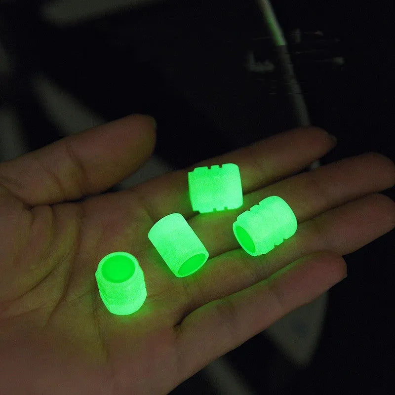 Rubber luminous car valve caps with 16mm length and universal vehicle fit