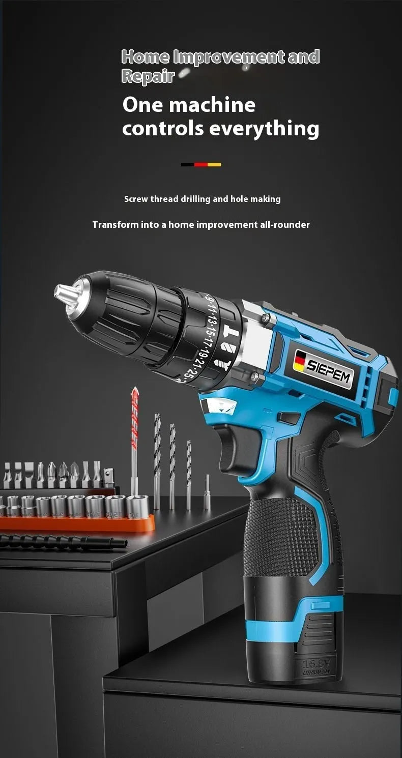 12V two-speed impact pistol drill electric screwdriver set in luxury packaging box