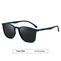Men's polarised sunglasses with a PC frame and elastic paint surface, showing UV400 protection.