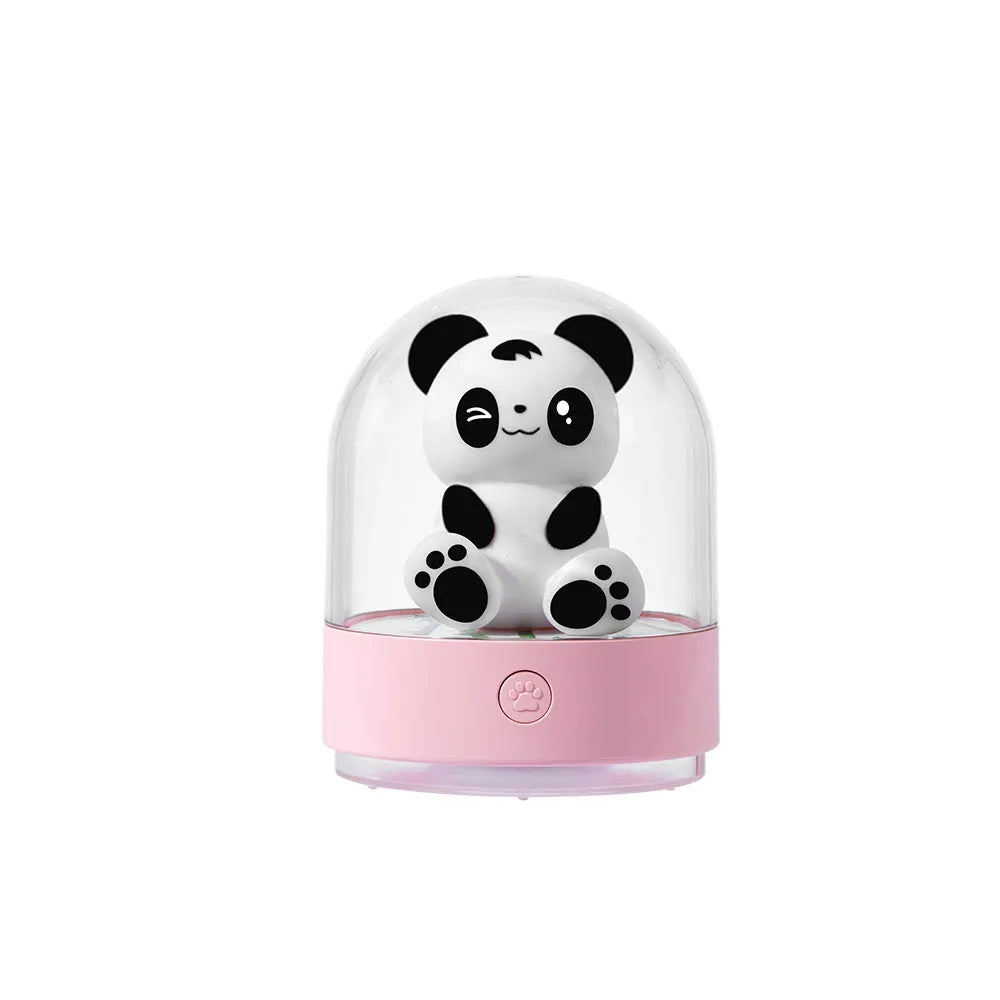 3D panda LED night light, USB rechargeable table lamp, 80x80x110mm, PC lampshade, ABS holder, Pink or White