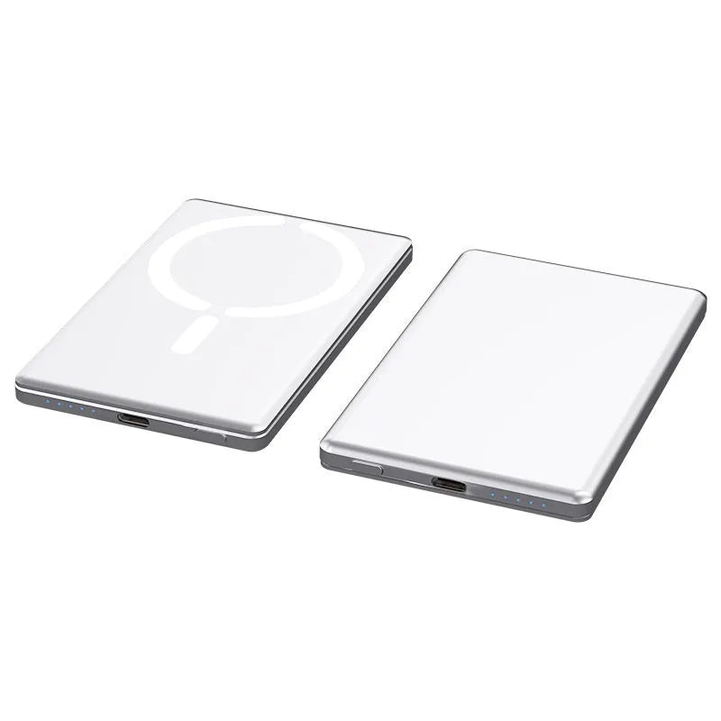 Ultra-thin magnetic power bank portable charger with alloy shell in dark grey colour