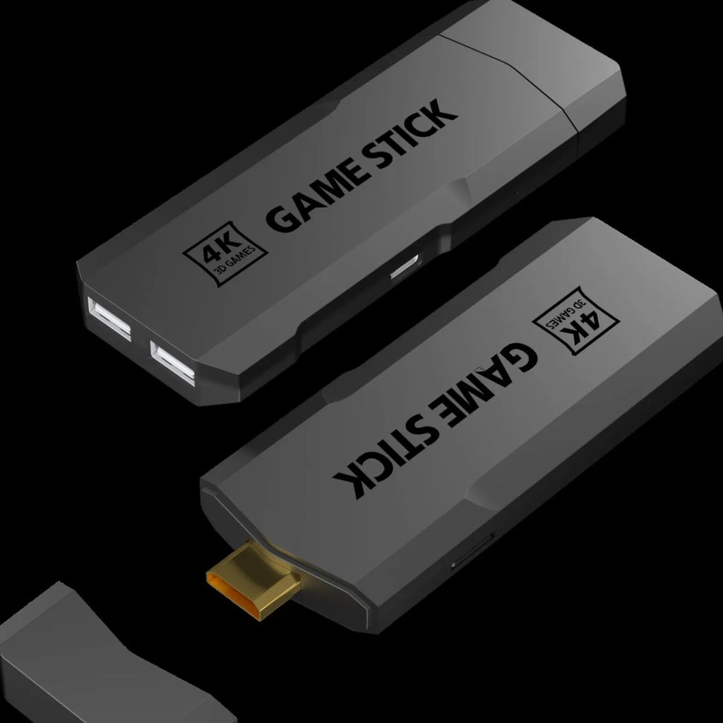 HD Home TV Game Console in e-sports style with wireless handle on a black surface