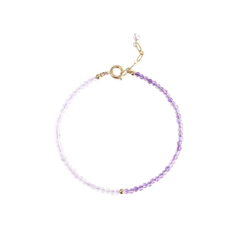 Women's purple crystal bracelet with rattan detail and geometric cut surface, 2mm thickness
