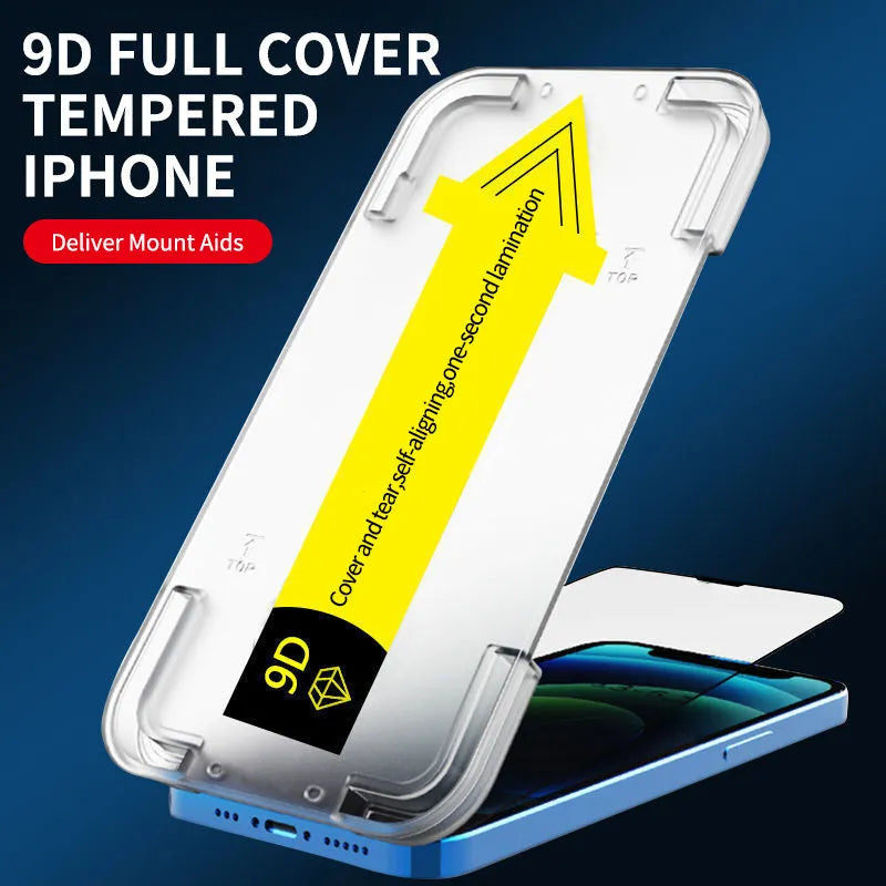 Tempered glass screen protector with anti-peep and dust-proof features for iPhone models, high definition front film.