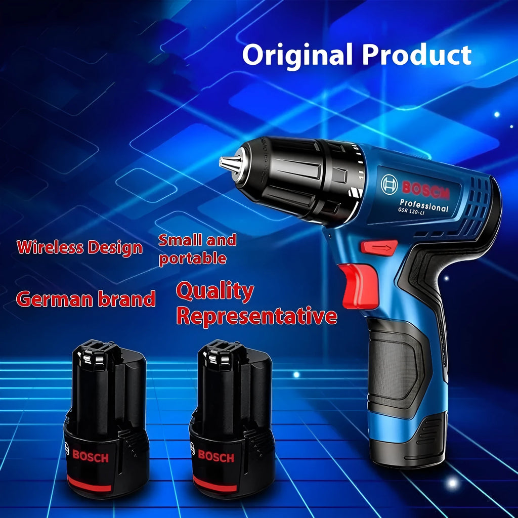 GSR120 LI rechargeable electric hand drill screwdriver with 10mm chuck and two batteries