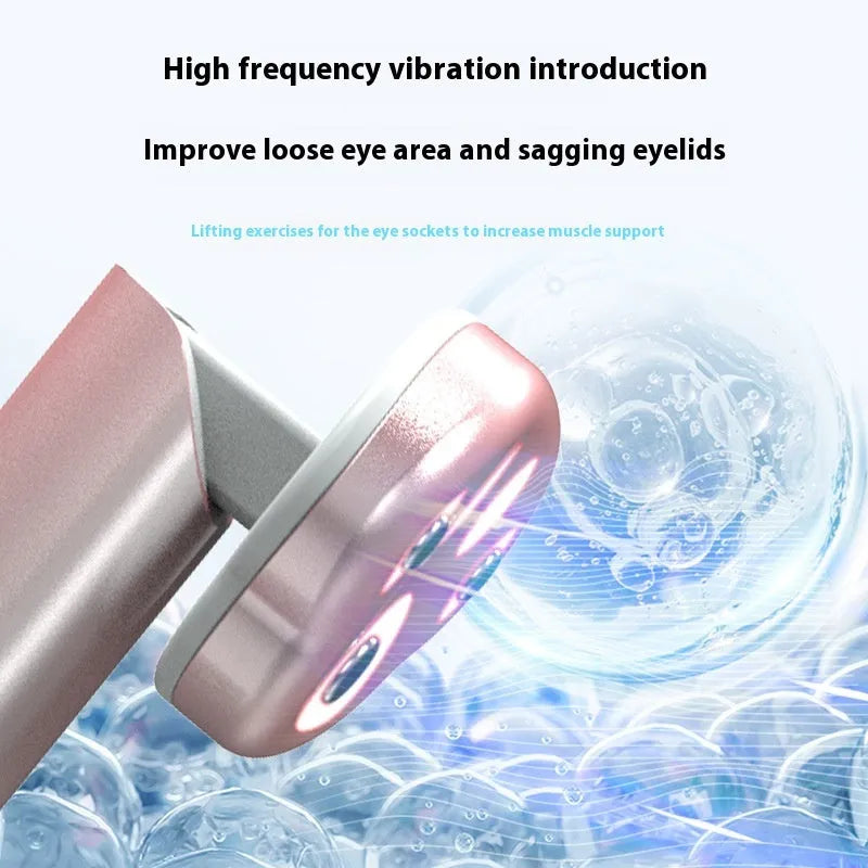 Gradient pink cat's paw eye massager with micro-current vibration and coloured light function