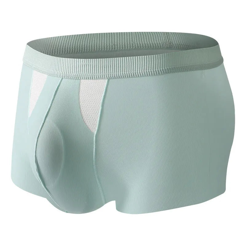 Ice silk underwear shorts with double-layer hole bag design for dry and wet separation
