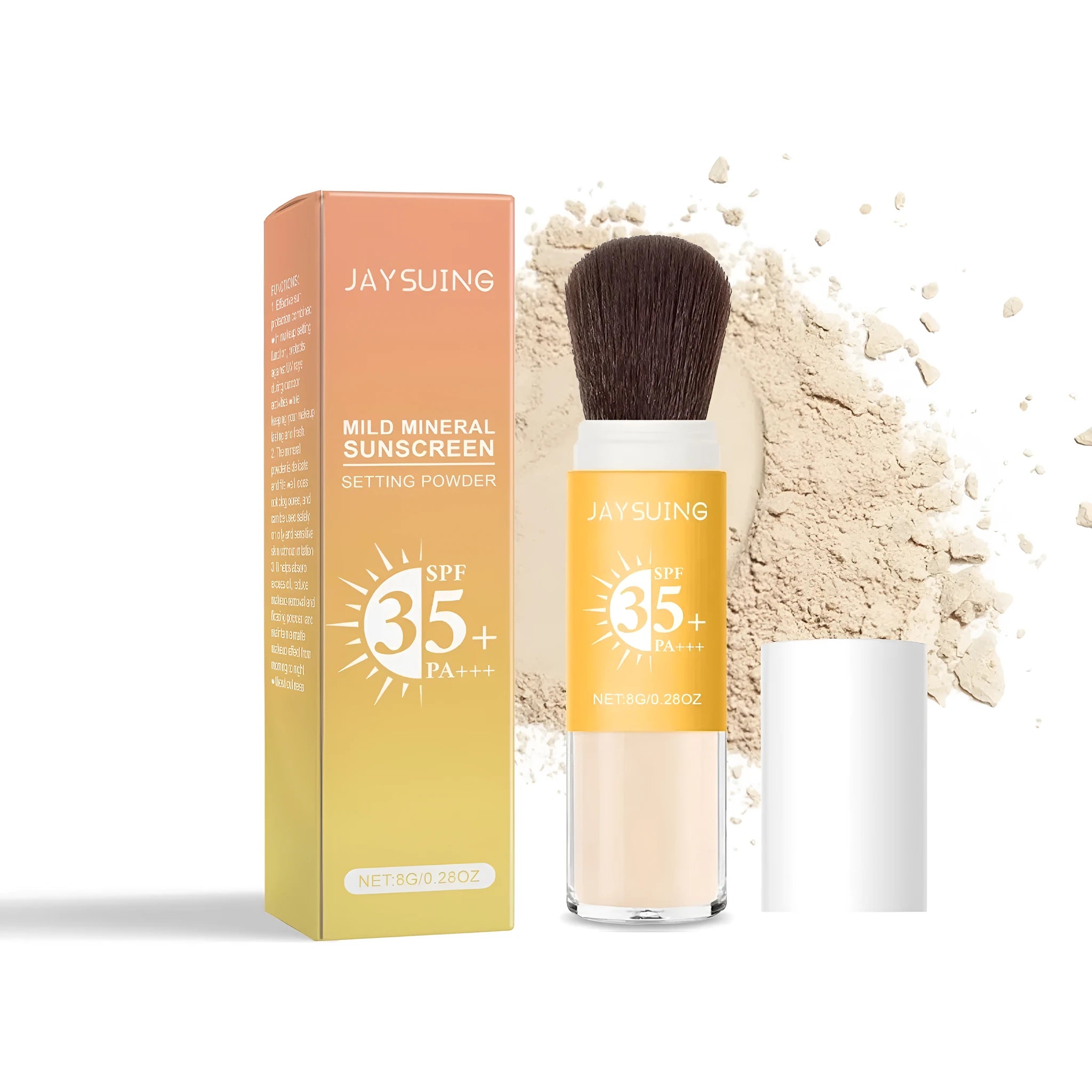 8g sunscreen setting powder compact with SPF ingredients for makeup finishing and sun protection