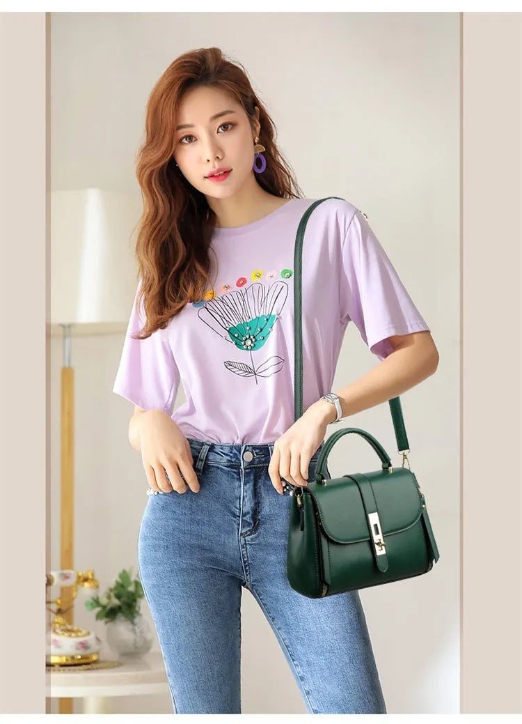 Women's soft PU leather shoulder bag in square vertical messenger style showing black colour option