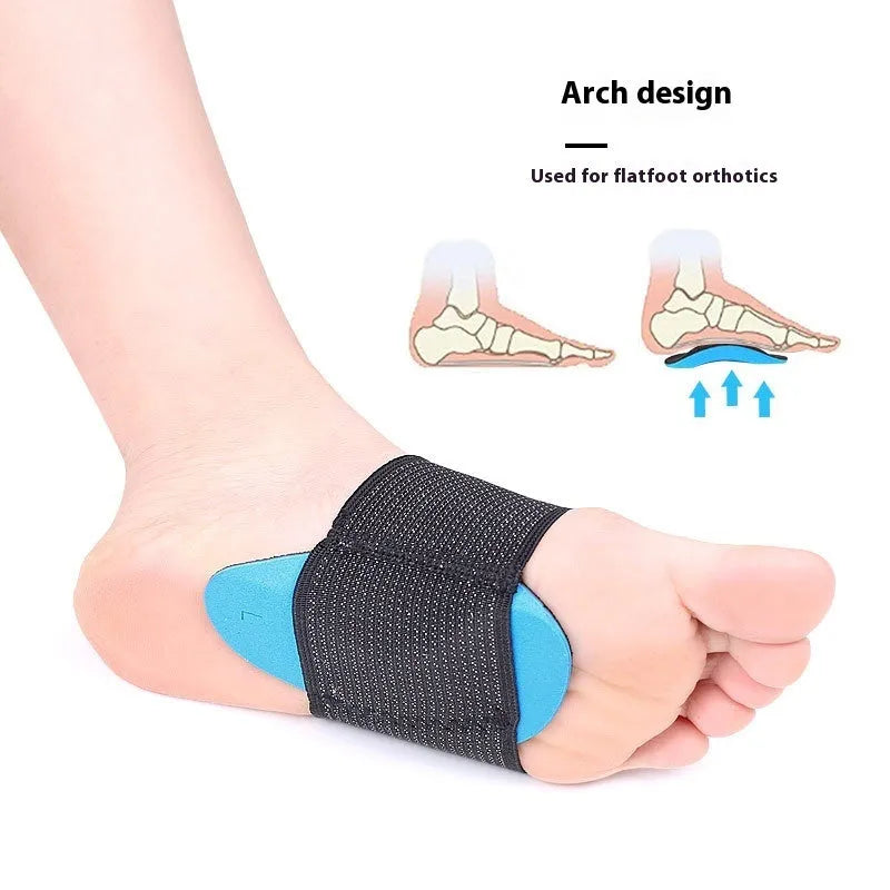 Blue elastic bandage foot pads for arch support in adult and children sizes