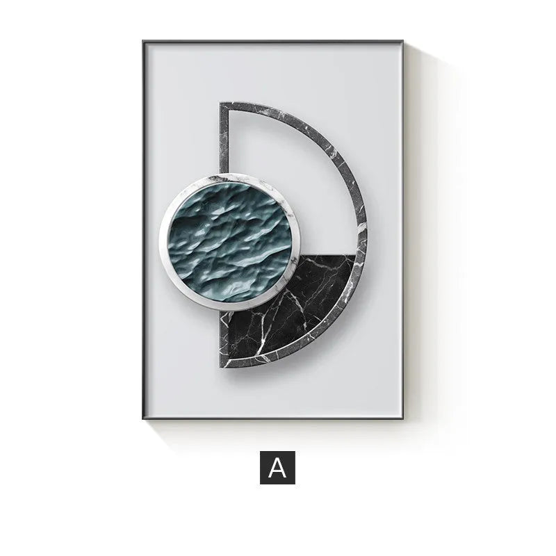 Abstract geometric canvas painting wall art poster in modern design