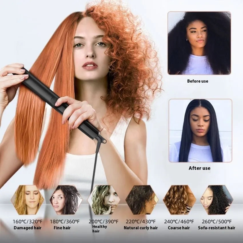 Hair straightener with temperature display and anion technology for styling