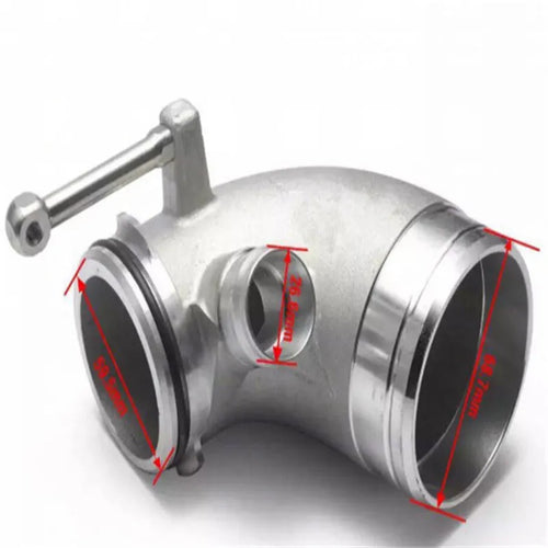 Aluminium alloy 90 degree turbo elbow adapter for lateral engine positioning vehicles