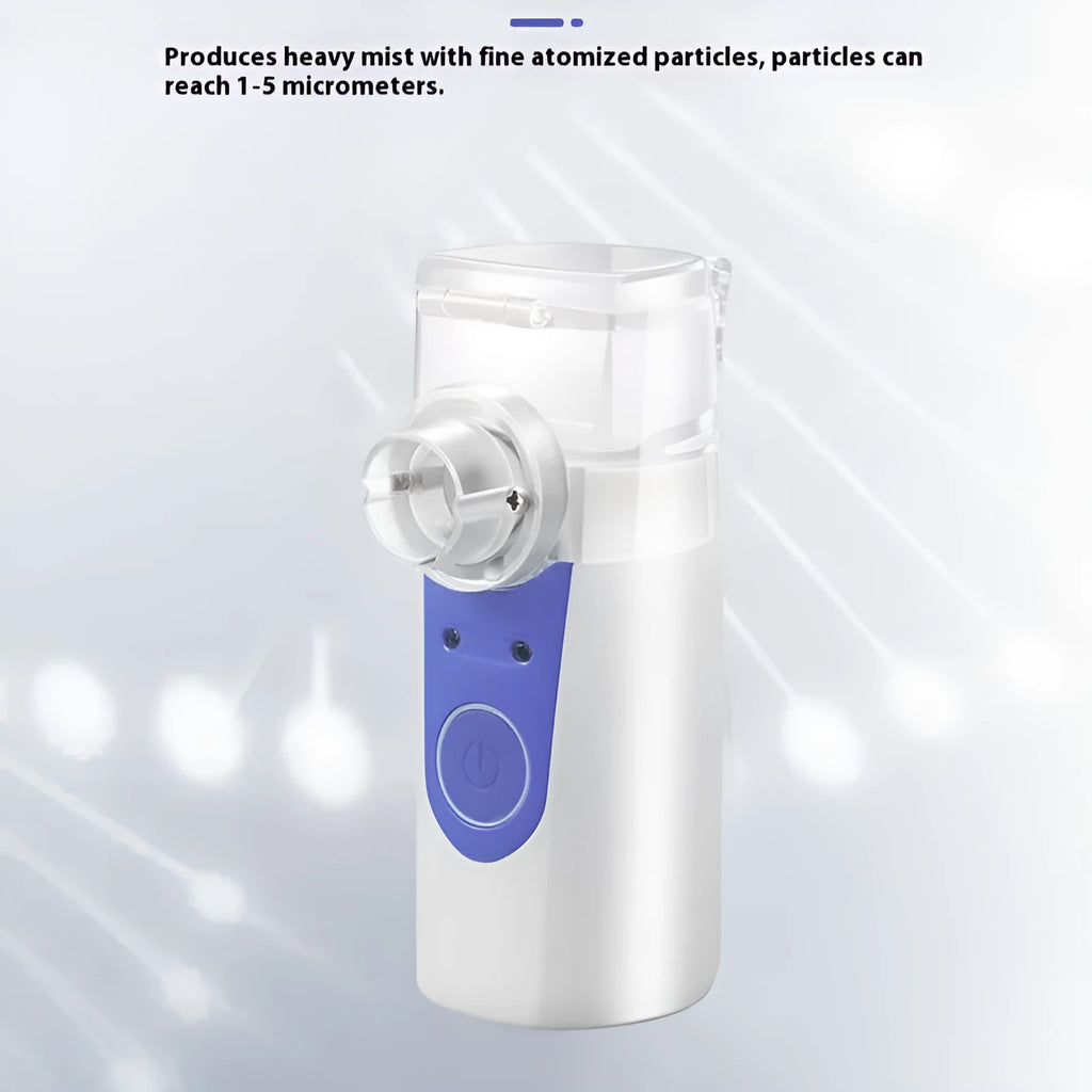 White columnar USB handheld nebuliser with single mist outlet for children's respiratory treatments