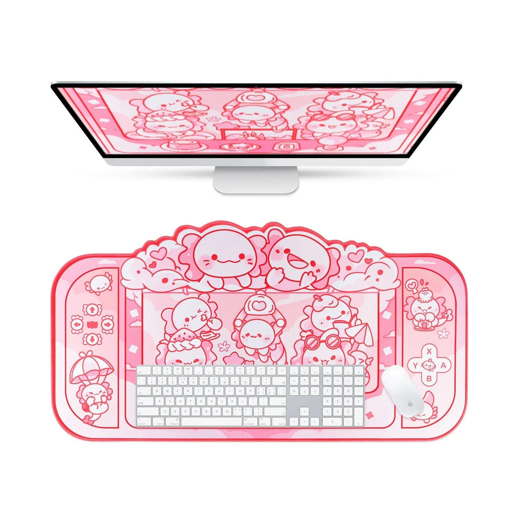 Hexagonal large mouse pad with dragon crane machine anime design, measuring 75cm by 40cm.