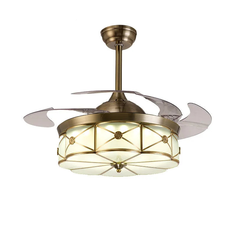 Gold ceiling fan light with invisible blades and remote control for living room