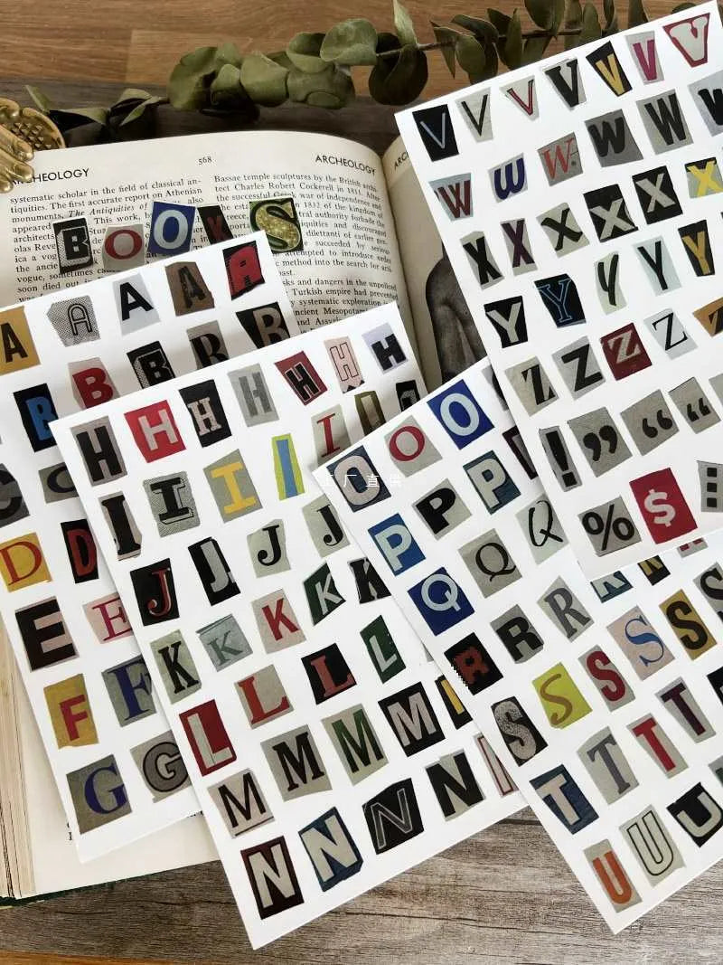 Set of cute style English letter and week word decoration stickers for planners and journals