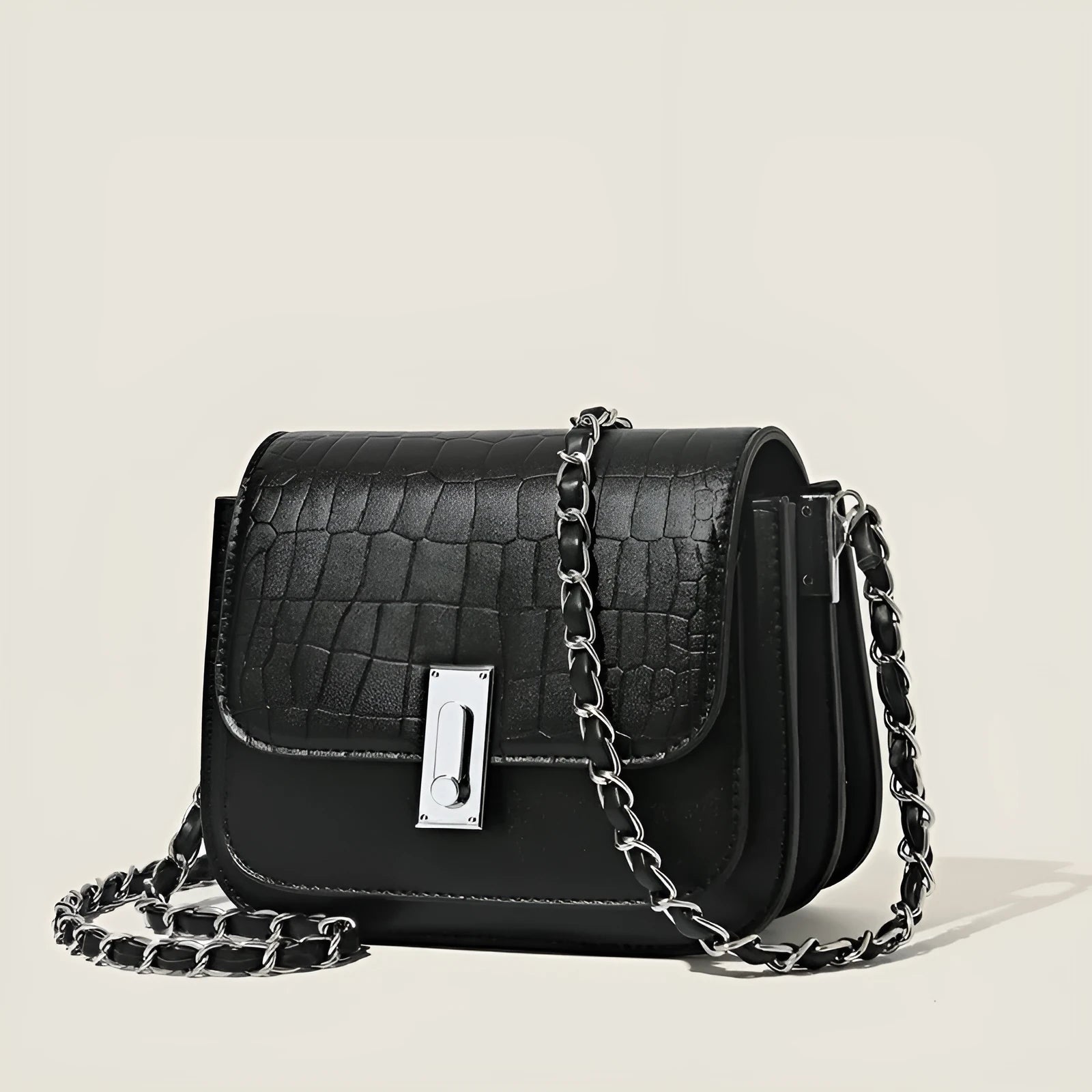 Soft PU women's crossbody shoulder bag in horizontal square shape, shown in green colour.