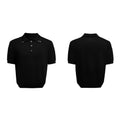Men's slim knit polyester shirt with double collar lapel design in black, grey or white