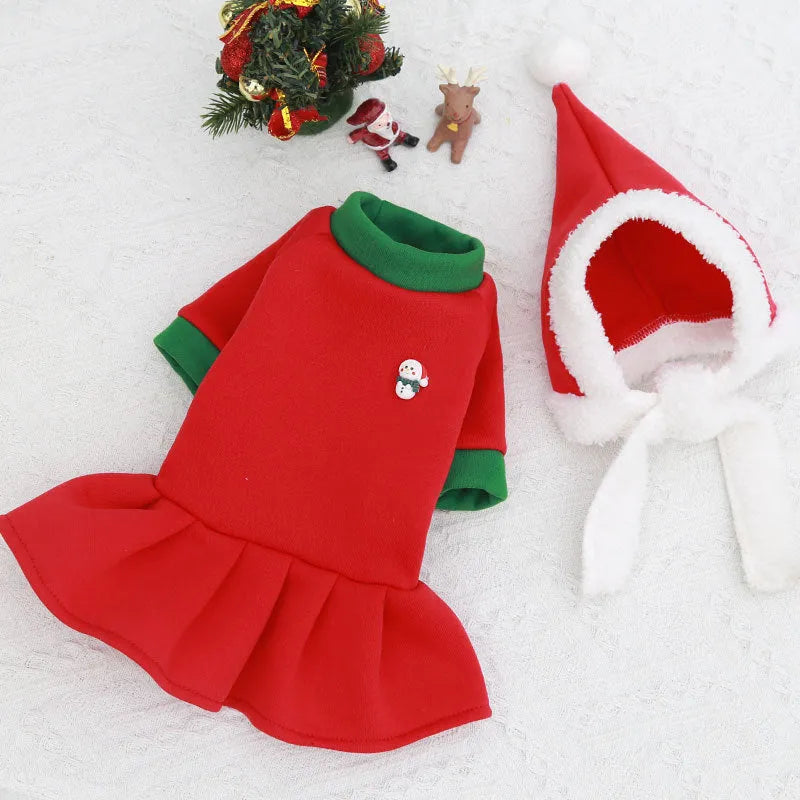 Dog Christmas pet clothing in red green colours casual four-legged cloth garment for small to large dogs