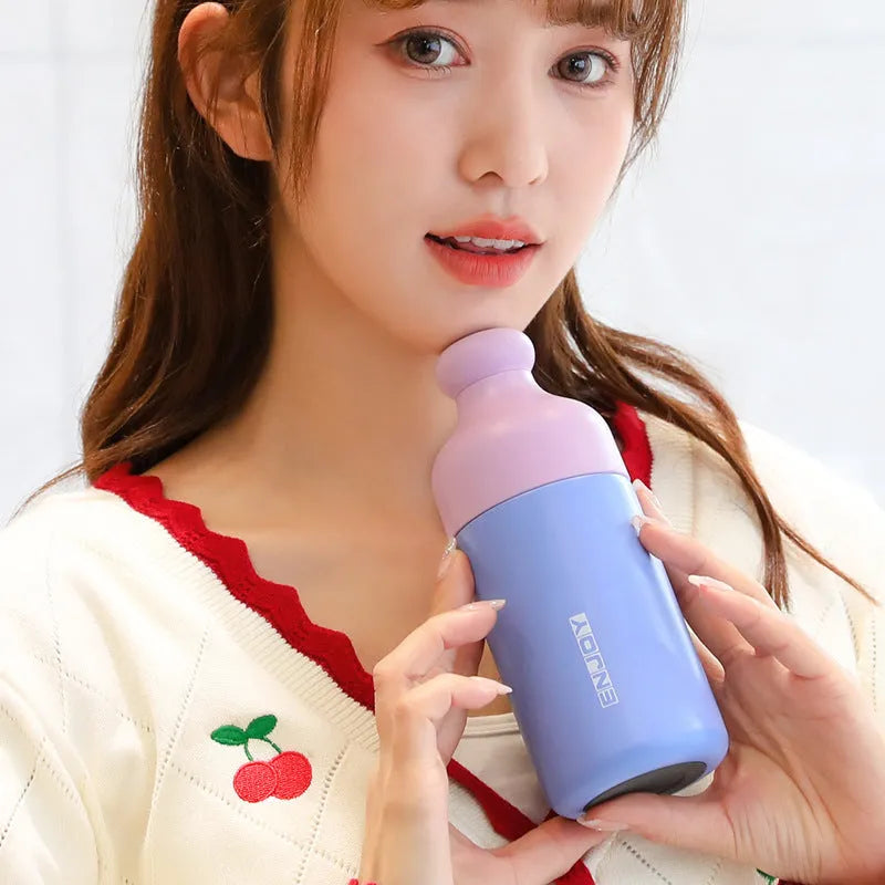 Mini contrast colour vacuum cup in blue or pink, 304 stainless steel insulated tumbler, 220ml or 360ml capacity