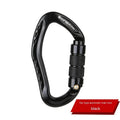 Automatic master lock climbing carabiner in black, blue, orange, red, and silver colour options