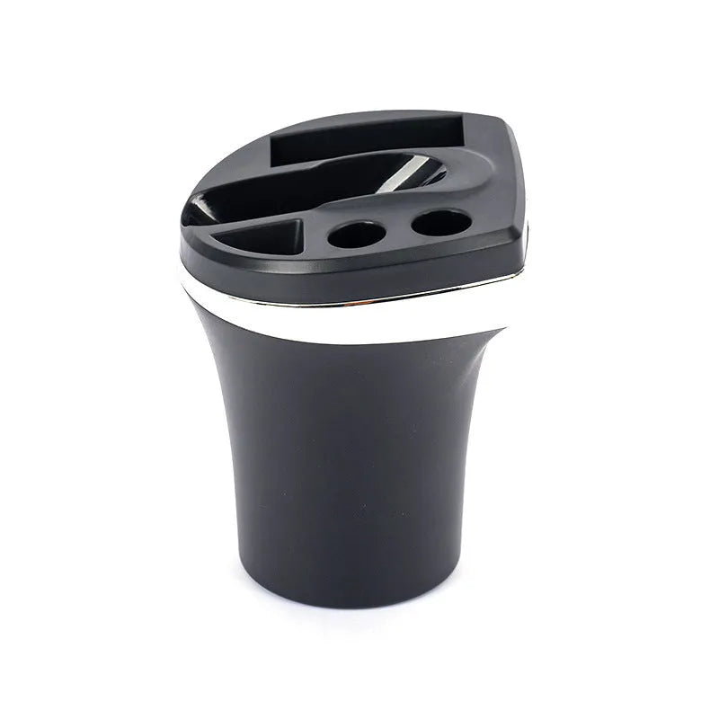 Black plastic electronic automobile ashtray charger with ABS fireproof material and bionic design