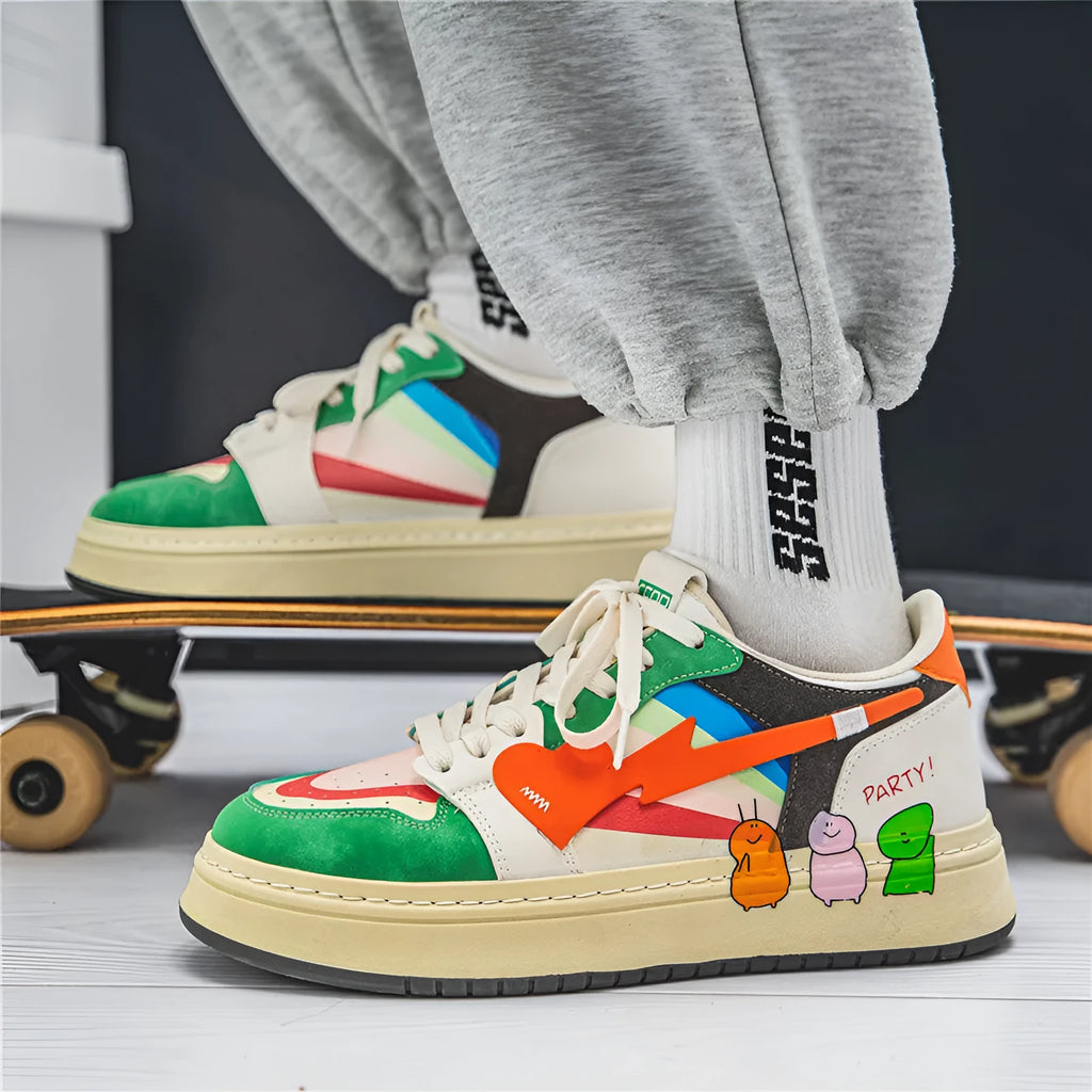 Simple lace-up sneakers in Rainbow colour on a white background