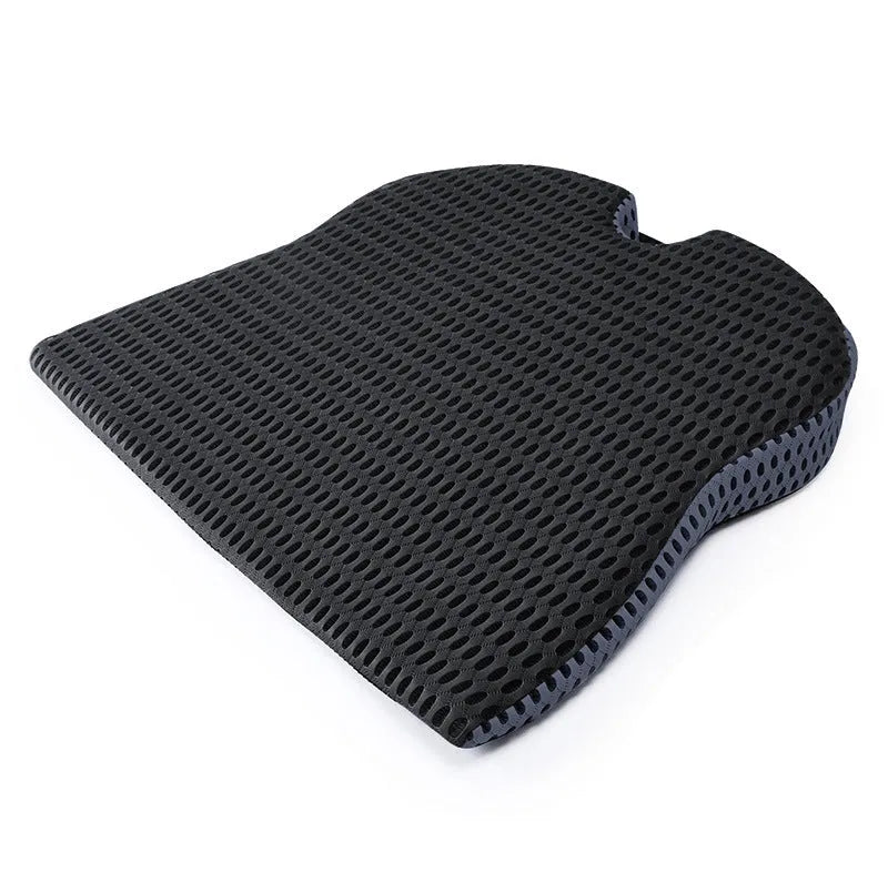 Memory foam seat cushion with fixed strap in regular size on car seat