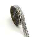 Electroplated glass self-adhesive water drill strip in white and AB colour, showing different width sizes.