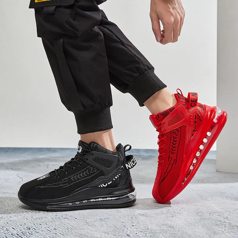 Cushion damping running shoes with mesh upper and EVA sole in black colour