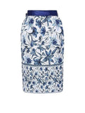 Women's one-piece swimsuit with optional printed skirt, sleeveless polyester, sizes S to XL