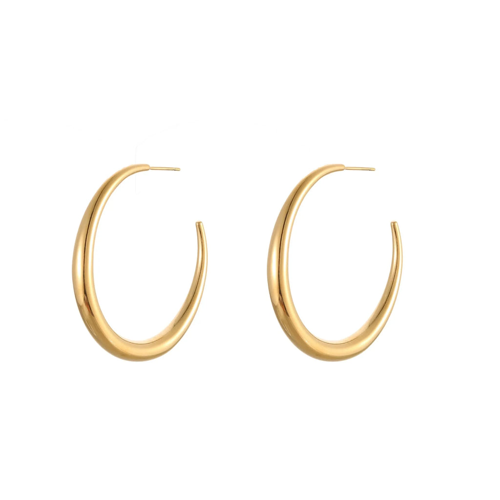 Titanium steel hoop earrings with 18K gold plating in large and small sizes