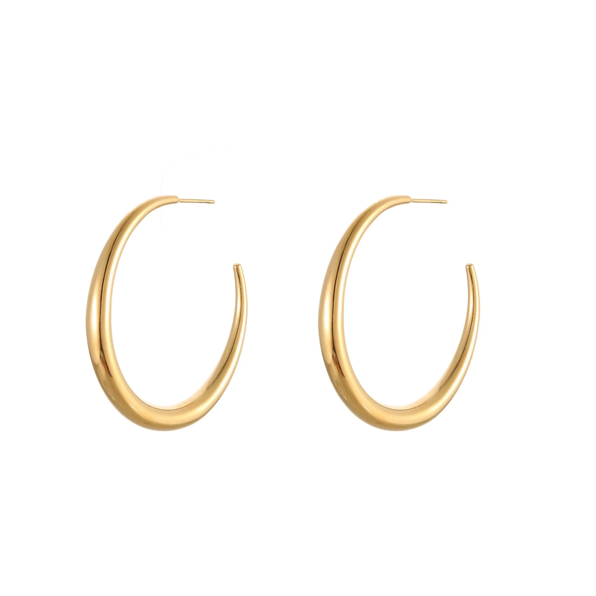 Titanium steel hoop earrings with 18K gold plating in large and small sizes