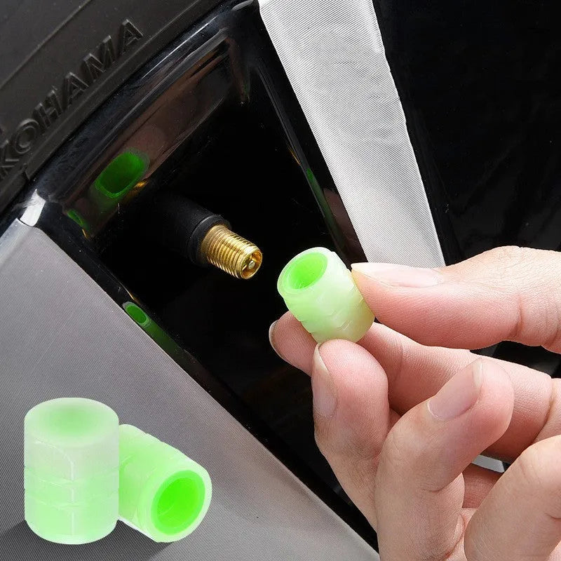 Rubber luminous car valve caps with 16mm length and universal vehicle fit