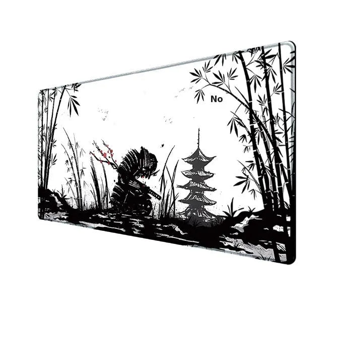 Japanese Samurai design gaming mouse pad with non-slip cloth surface in multiple size options