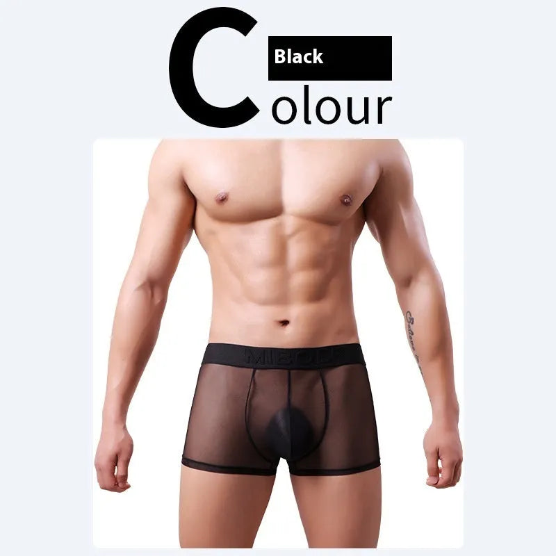 Men's thin invisible breathable boxers in multiple colours showing quick-drying polyester fabric