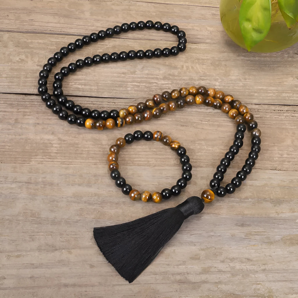 Tiger eye stone tassel chain with 81cm adjustable length for bracelet or necklace wear