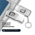 Fingerprint encrypted USB flash drive with USB 3.0 and USB-C interfaces in metal casing