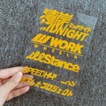 Reflective motorcycle bumper sticker on PET material, 16cm long by 11cm wide.