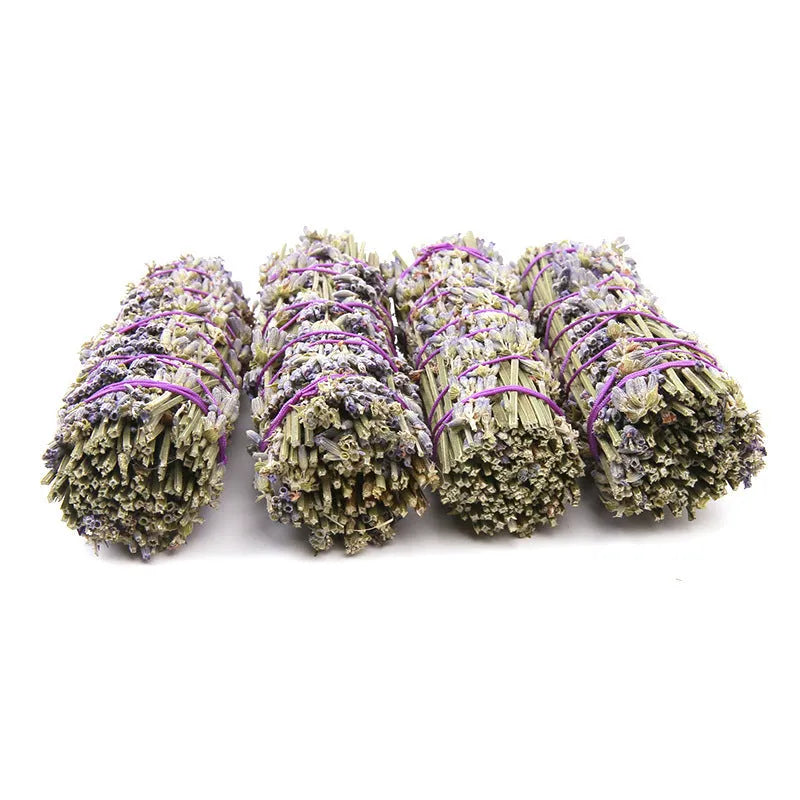 Natural dried lavender flower aromatherapy stick measuring four inches long