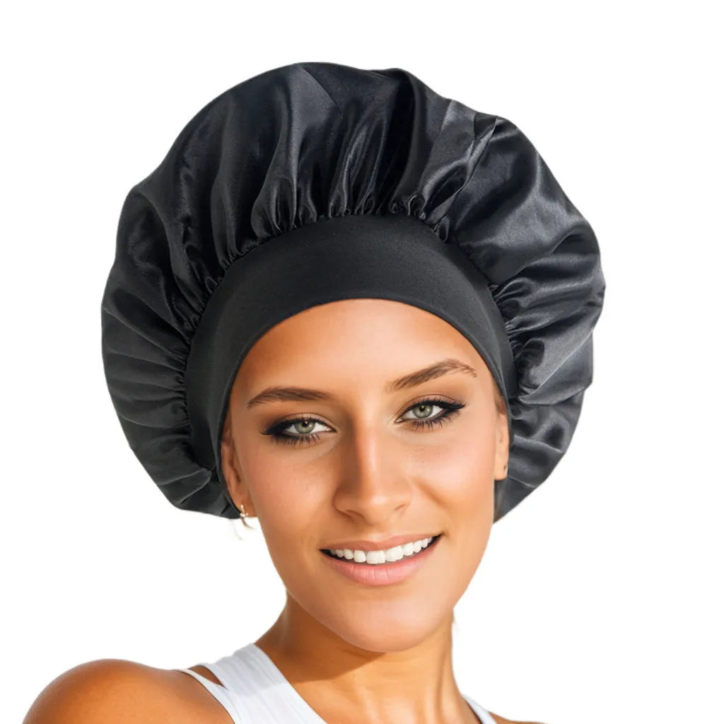 Wide-brimmed high elastic knit polyester headscarf beauty cap for women in tie-dye colour flat top crown