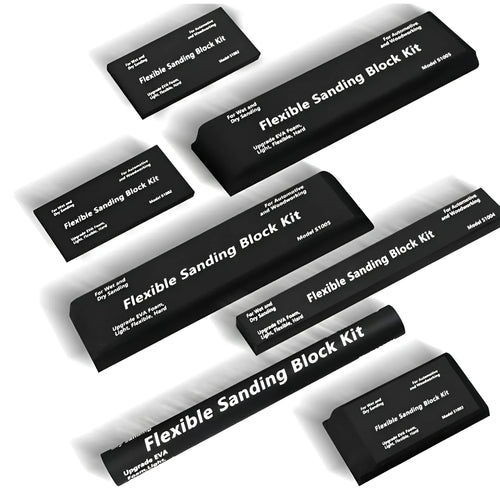 Set of seven black EVA frosted display blocks on a table for jewellery photography