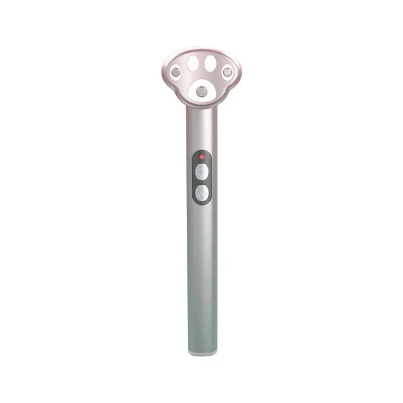 Gradient pink cat's paw eye massager with micro-current vibration and coloured light function