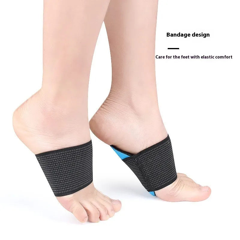 Blue elastic bandage foot pads for arch support in adult and children sizes