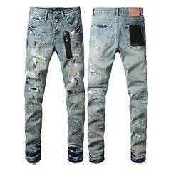 Black slim fit straight leg men's jeans with a button fly on a mannequin.