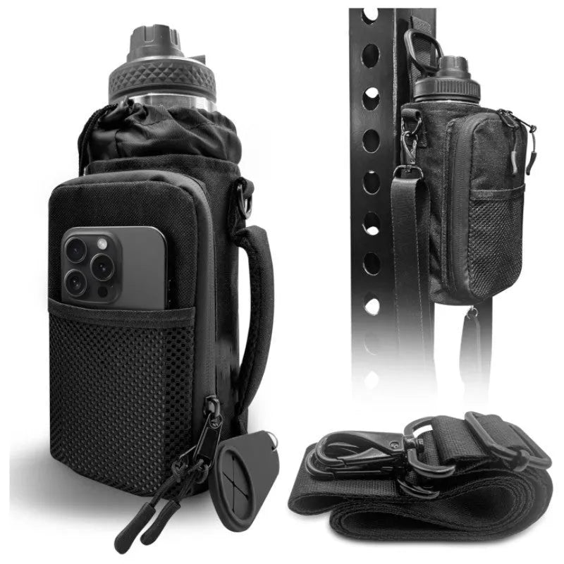 Black cloth men's messenger bag with cylindrical shape for gym and outdoor sports